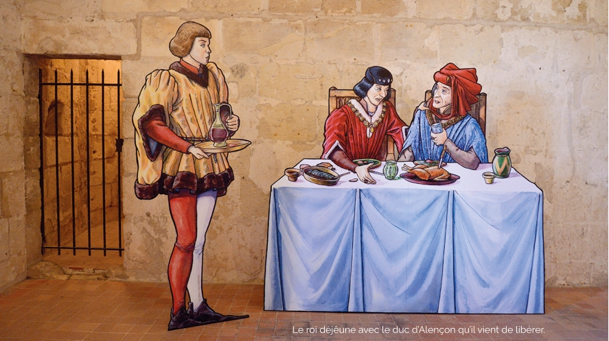 Le roi déjêune avec le duc d’Alençon qu’il vient de libérer.